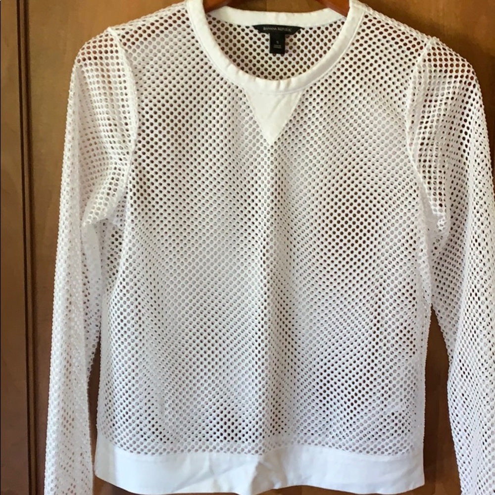 Banana Republic White mesh-type top